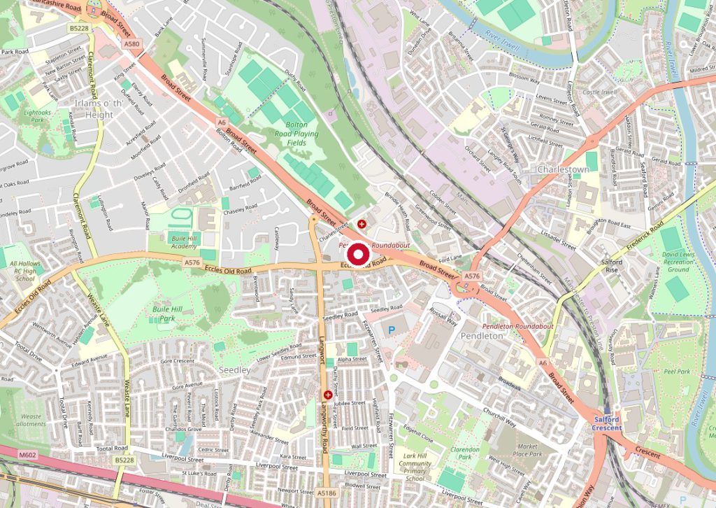 Map showing Oaklands Hospital