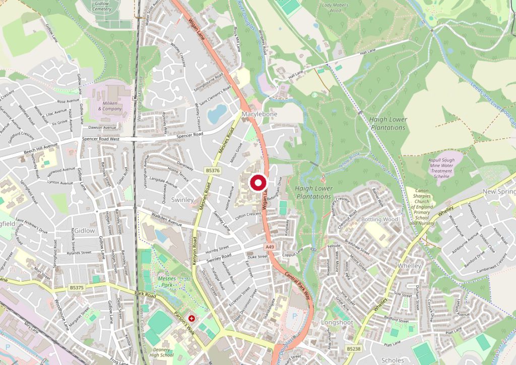 Map showing Royal Albert Edward Infirmary