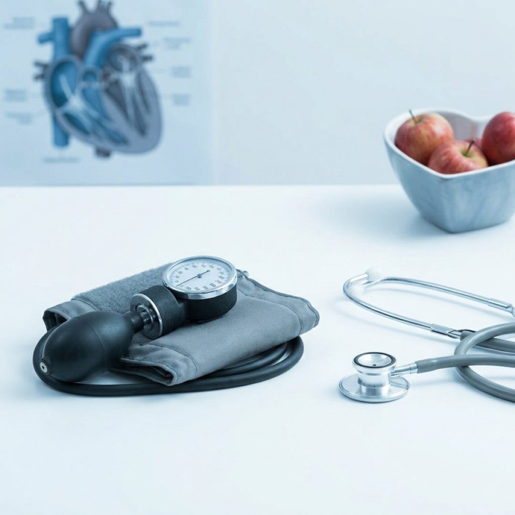 Blood pressure cuff and stethoscope